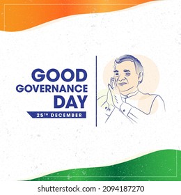 Atal bihari vajpayee, India National Good Governance Day 25th December, Parliament House with Indian flag and indian monuments