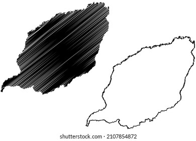 Atalaia do Norte municipality (Amazonas state, Municipalities of Brazil, Federative Republic of Brazil) map vector illustration, scribble sketch Atalaia do Norte map