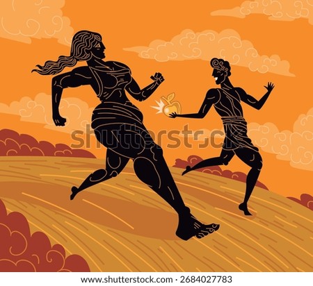 atalanta running with suitor throwing golden apple in race