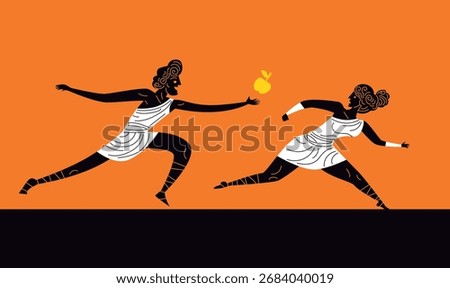 atalanta running with suitor throwing golden apple in race