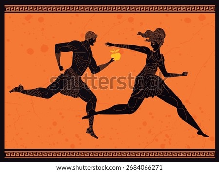 atalanta running with suitor throwing golden apple in race