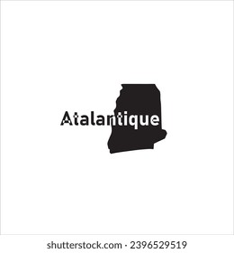 Atalantique Benin map and black lettering design on white background