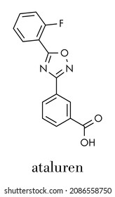 Ataluren Genetic Disorder Drug. Used In Treatment Of Cystic Fibrosis And Duchenne Muscular Dystrophy. Thought To Work By Making Ribosomes Skip Stop Codons. Skeletal Formula.