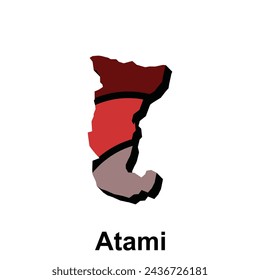 Atami City map design illustration, map on white background for business