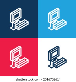 Atari blue and red four color minimal icon set