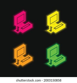 Atari, vierfarbiges Neonvektorsymbol