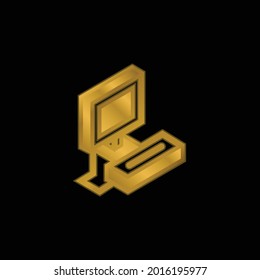 Icono metálico de Atari chapado en oro o vector de logotipo