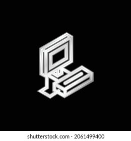 Silber platzierte Metallsymbol von Atari