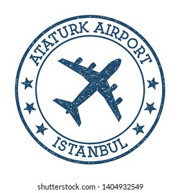 Ataturk Airport Istanbul logo. Airport stamp vector illustration. Istanbul aerodrome.