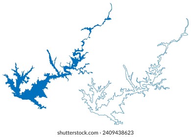 Ataturk Lake (Republic of Türkiye, Turkey) map vector illustration, scribble sketch Reservoir Atatürk Baraj Gölü Dam map