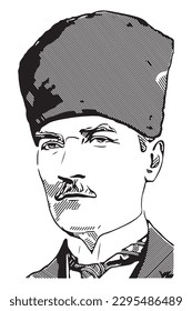 Ataturk portrait vector sketch illustration