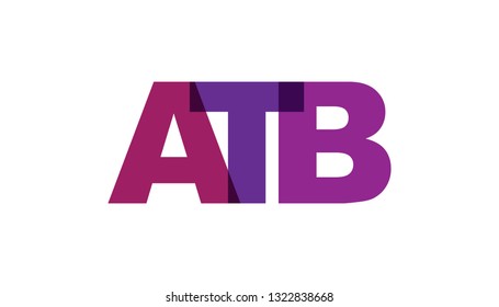 ATB, phrase overlap color. Concept of simple text for typography poster, sticker design, apparel print, greeting card or postcard. Graphic slogan isolated on white background. Vector illustration.