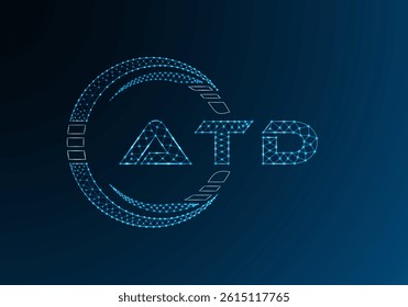 ATD low poly letter logo vector design. ATD lower poly logo design. 