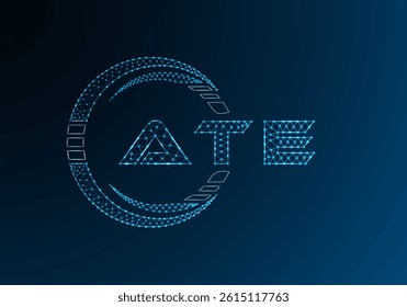 ATE low poly letter logo vector design. ATE lower poly logo design. 