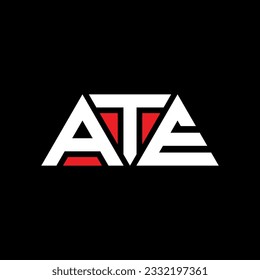 ATE triangle letter logo design with triangle shape. ATE triangle logo design monogram. ATE triangle vector logo template with red color. ATE triangular logo Simple, Elegant, and Luxurious design.