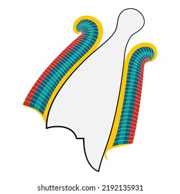 Atef crown of Osiris, a feathered white crown in ancient Egyptian religion. Combines the Hedjet, white crown of Upper Egypt, with curly red ostrich feathers on both sides. Maat wears the same feather.