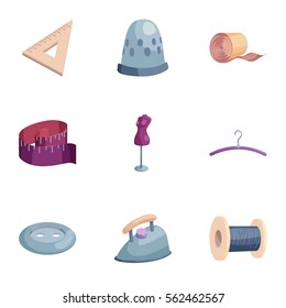 Atelie icons set. Cartoon illustration of 9 atelie vector icons for web