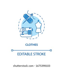 Atelier, clothes design studio concept icon. Clothing creating idea thin line illustration. Sewing workshop, garment manufacture. Vector isolated outline RGB color drawing. Editable stroke