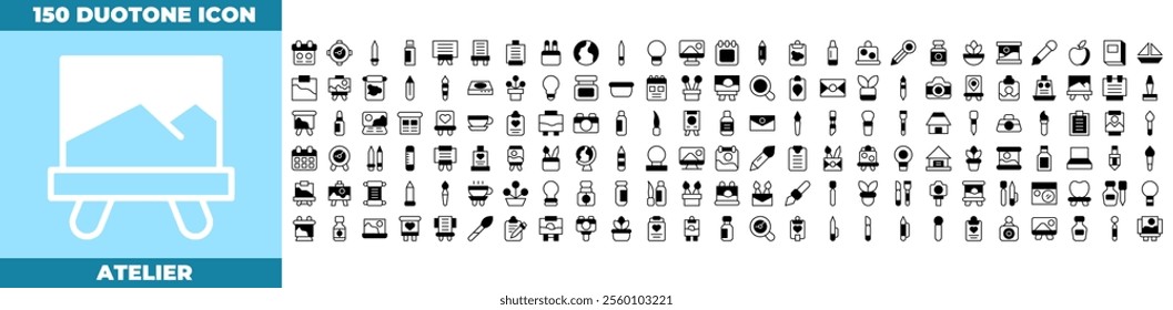 Atelier Duotone Editable Icons set. Vector illustration in modern thin duotone style of atelier icons: design, art, graphic, etc