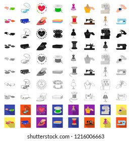 Atelier and equipment cartoon icons in set collection for design. Sewing of outer clothing vector symbol stock web illustration.