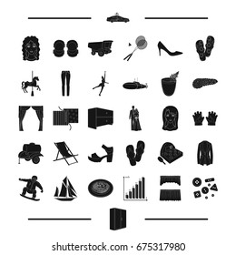 atelier, rest, sports and other web icon in black style.wedding, furniture, interior icons in set collection.