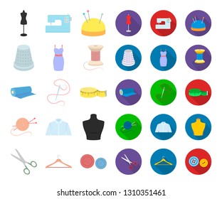 Atelier and sewing cartoon,flat icons in set collection for design. Equipment and tools for sewing vector symbol stock web illustration.