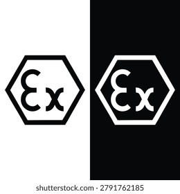ATEX Ex Explosion Proof Certification Symbol for Hazardous Area Equipment Compliance and Industrial Safety Labeling