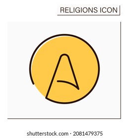 Atheism color icon. Rejection of belief in any deities. Atom of atheism symbol. Religion concept. Isolated vector illustration