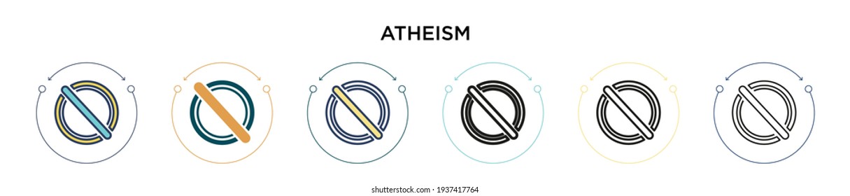 Atheism icon in filled, thin line, outline and stroke style. Vector illustration of two colored and black atheism vector icons designs can be used for mobile, ui, web