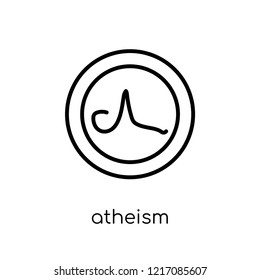 atheism icon. Trendy modern flat linear vector atheism icon on white background from thin line Religion collection, editable outline stroke vector illustration