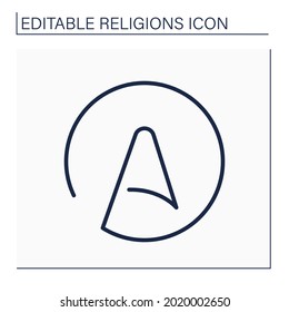 Atheism line icon. Rejection of belief in any deities. Atom of atheism symbol. Religion concept. Isolated vector illustration. Editable stroke