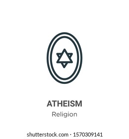 Atheism outline vector icon. Thin line black atheism icon, flat vector simple element illustration from editable religion concept isolated on white background