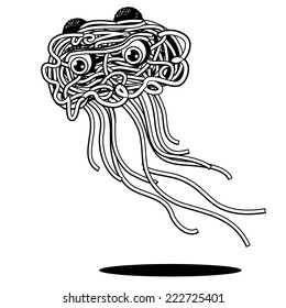 Atheism spaghetti monster black and white EPS 10 vector