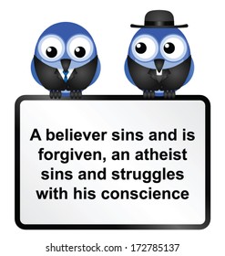 Atheist adage sign isolated on white background 