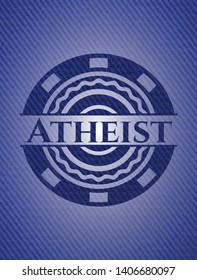 Atheist emblem with jean texture. Vector Illustration. Detailed.