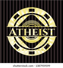 Atheist gold shiny badge. Vector Illustration. Detailed.