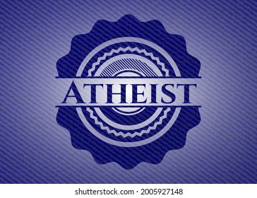 Atheist jean or denim emblem or badge background. Vector Illustration. Detailed. 