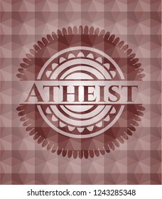 Atheist red seamless emblem with geometric pattern.