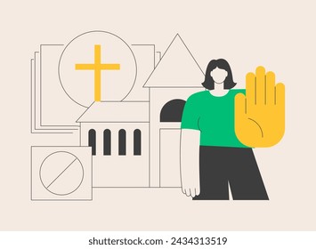 Atheistic worldview abstract concept vector illustration. Absence of belief in god, religious skepticism, philosophical rational irrational worldview, god not exist, we trust abstract metaphor.