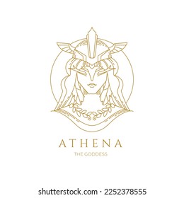 Diseño del logo del personaje de Atena. Ilustración vectorial.