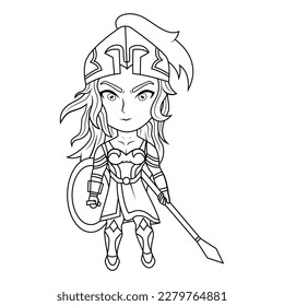 Athena chibi mascot line art