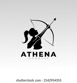 Athena design vector, a woman's logo with an arrow, black color