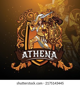 Athena goddess Esport mascot logo design, Illustration