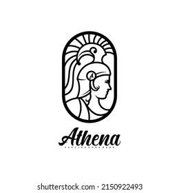 Athena the goddess logo vector illustration design. logo icon line premium