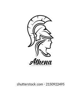 Athena the goddess logo vector illustration design. logo icon line premium