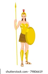 Athena the goddess of wisdom, civilization, warfare, strength, strategy, female arts, crafts, justice and skill.