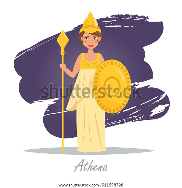 Athena Greek Gods Vector Illustration Cartoon Stock Vector (Royalty ...