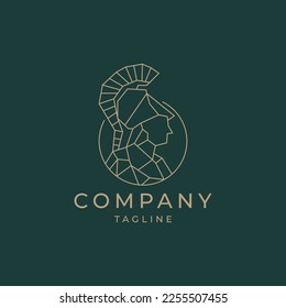 Athena line art logo design vector template