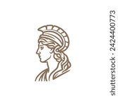 Athena line art logo icon design template