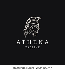 Athena line art logo icon design template